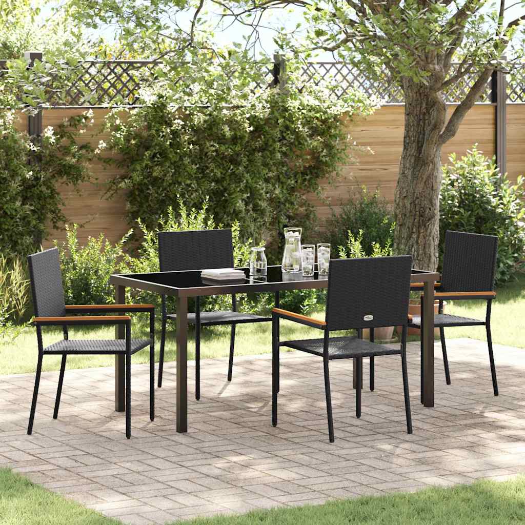 vidaXL Tuin Eettafel Set met kussen 3 pcs Zwart poly rattan