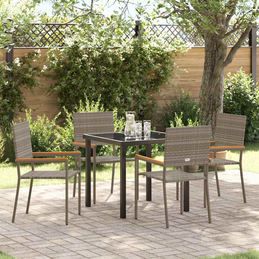 vidaXL Tuin Eettafel Set met kussen 3 pcs Zwart poly rattan