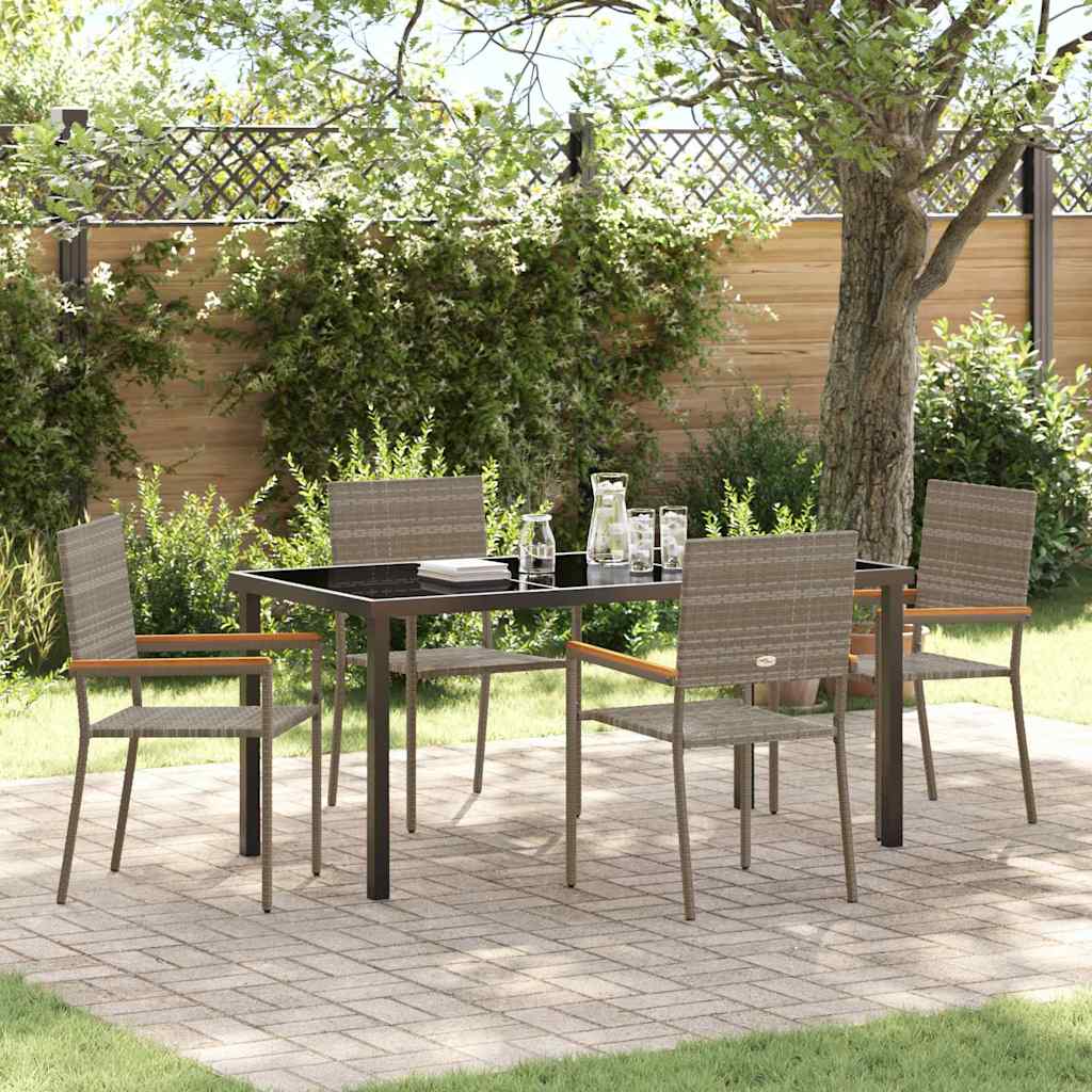 vidaXL Tuin Eettafel Set met kussen 3 pcs Zwart poly rattan