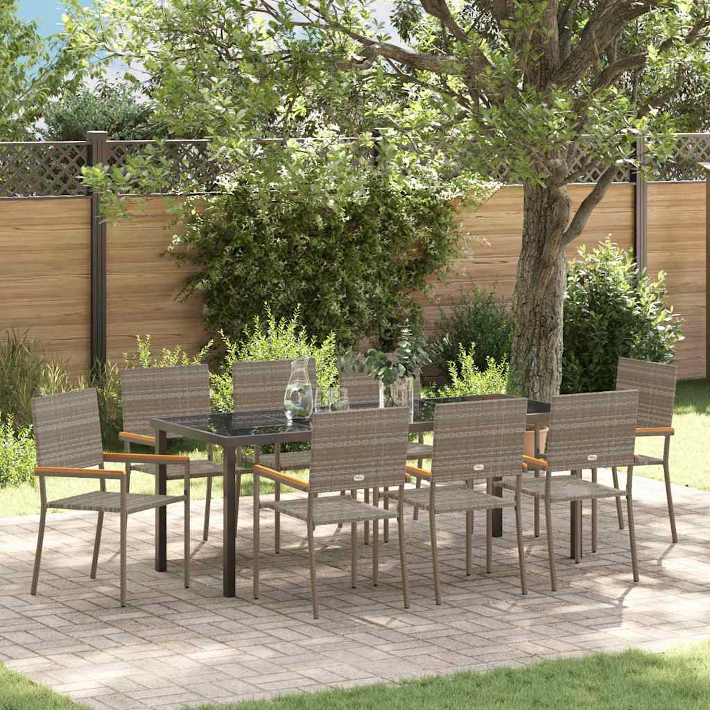vidaXL Tuin Eettafel Set met kussen 3 pcs Zwart poly rattan