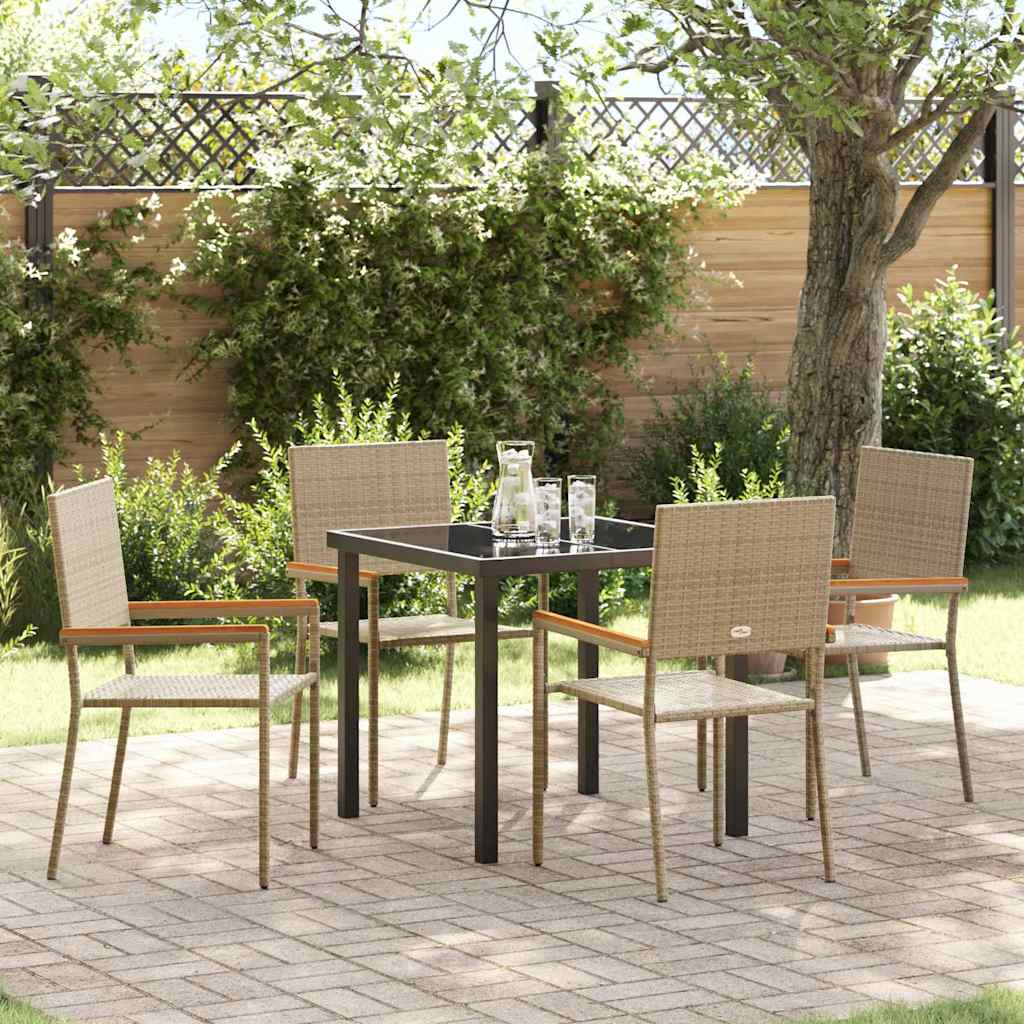 vidaXL Tuin Eettafel Set met kussen 3 pcs Zwart poly rattan