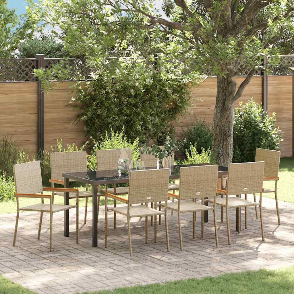 vidaXL Tuin Eettafel Set met kussen 3 pcs Zwart poly rattan