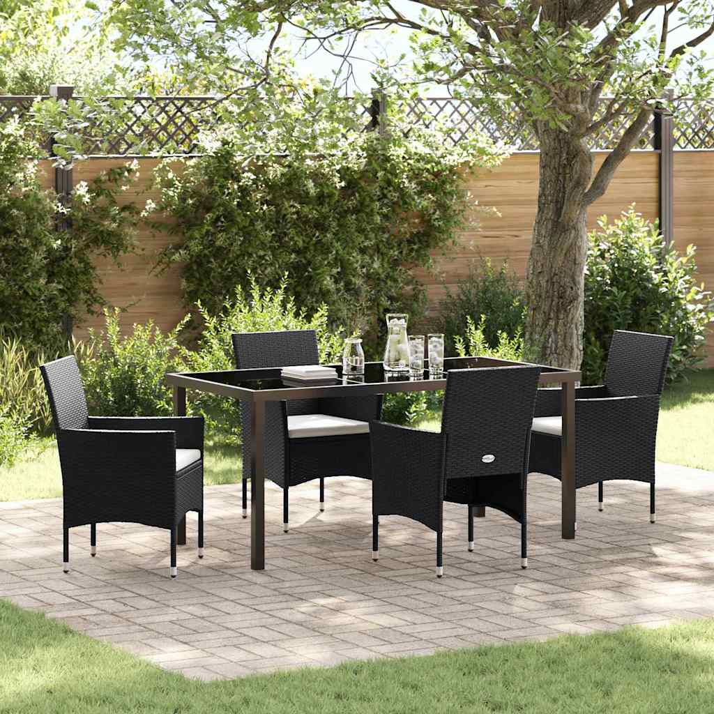 vidaXL Garden Dining Set with Cushions 3 pcs Black Poly Rattan