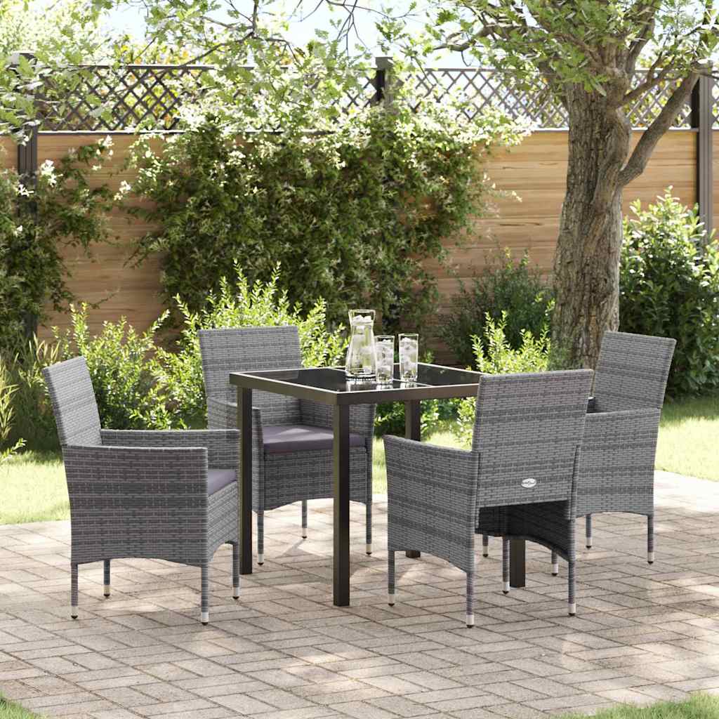 vidaXL Garden Dining Set with Cushions 3 pcs Black Poly Rattan