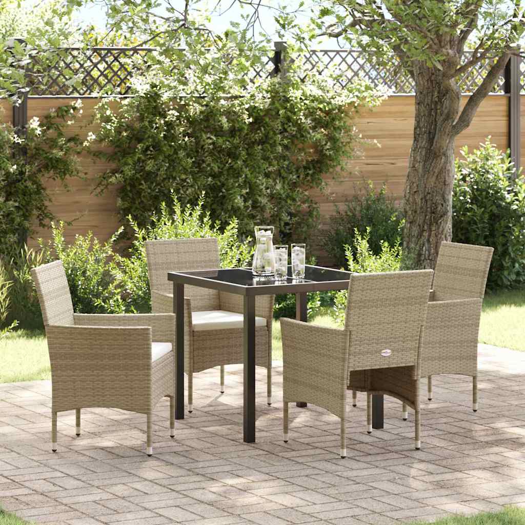 vidaXL Garden Dining Set with Cushions 3 pcs Black Poly Rattan