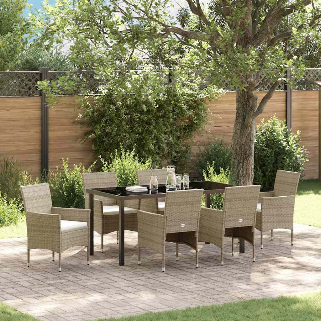 vidaXL Garden Dining Set with Cushions 3 pcs Black Poly Rattan