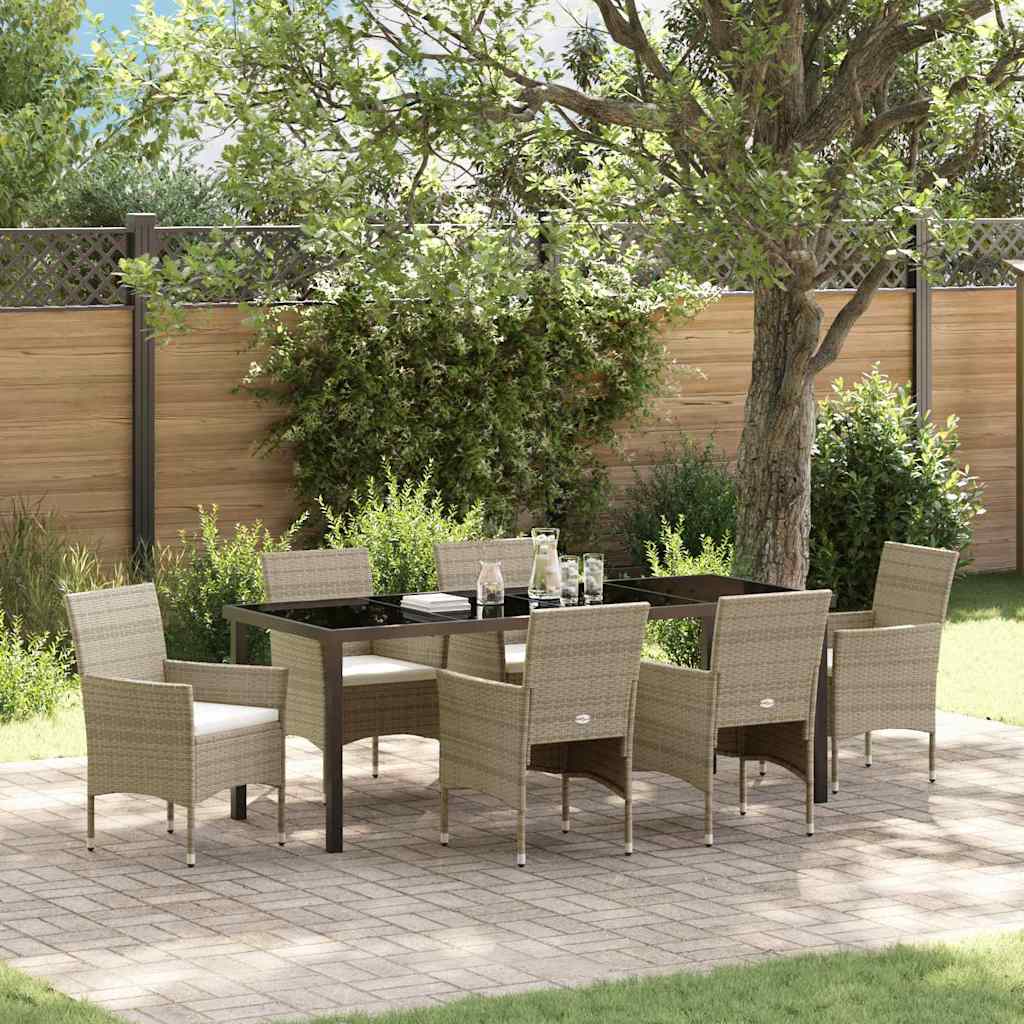vidaXL Garden Dining Set with Cushions 3 pcs Black Poly Rattan
