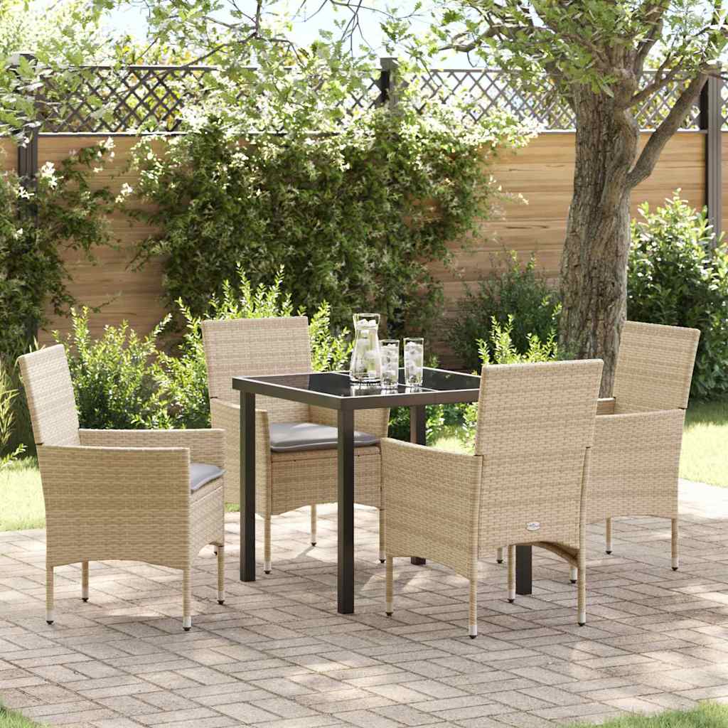 vidaXL Tuin Eettafel Set met kussen 3 pcs Zwart poly rattan