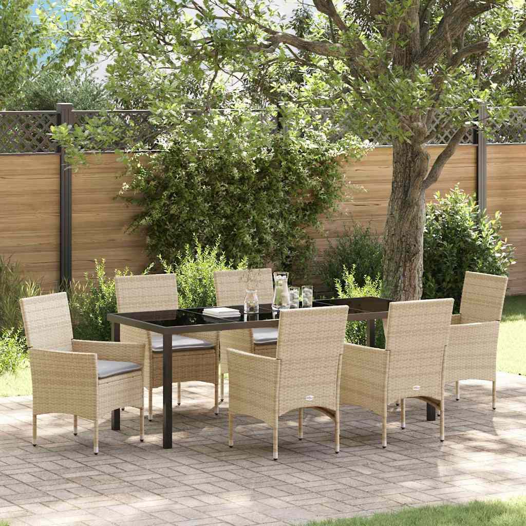 vidaXL Tuin Eettafel Set met kussen 3 pcs Zwart poly rattan