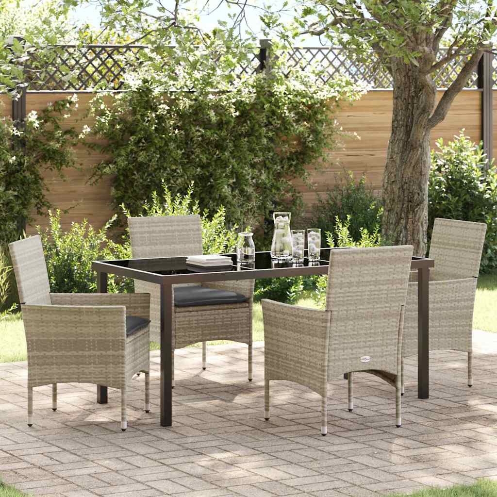 vidaXL Tuin Eettafel Set met kussen 3 pcs Zwart poly rattan