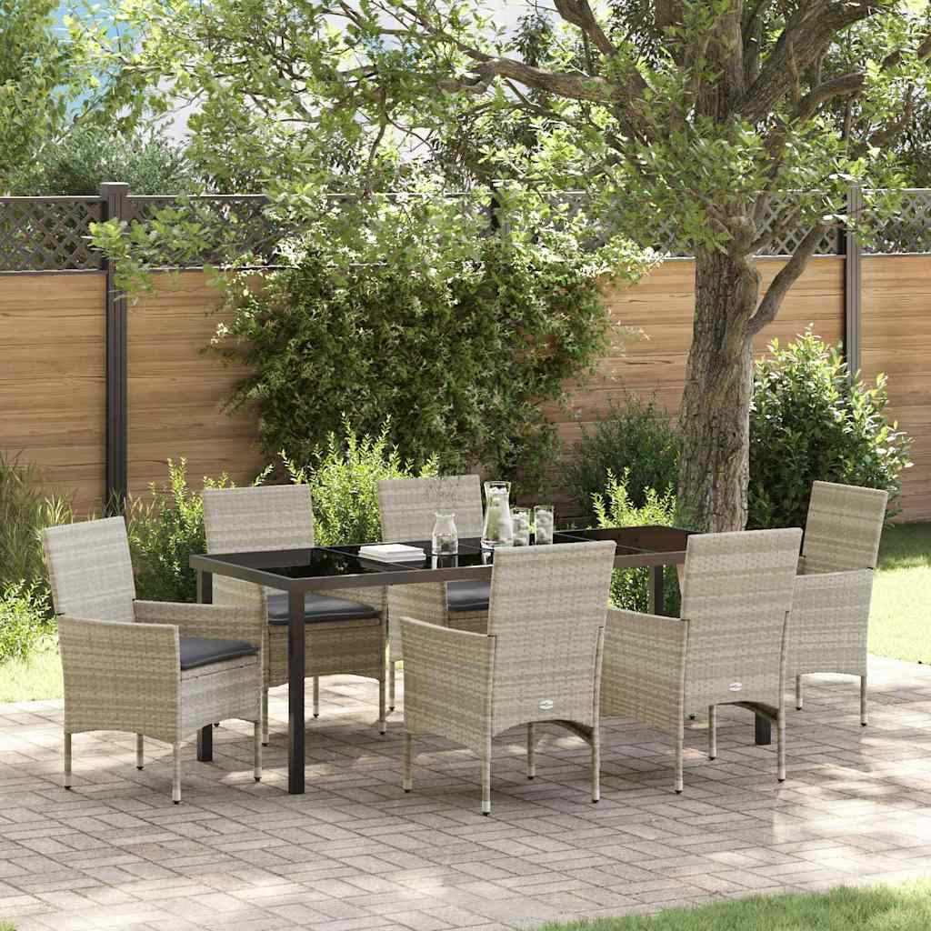 vidaXL Tuin Eettafel Set met kussen 3 pcs Zwart poly rattan