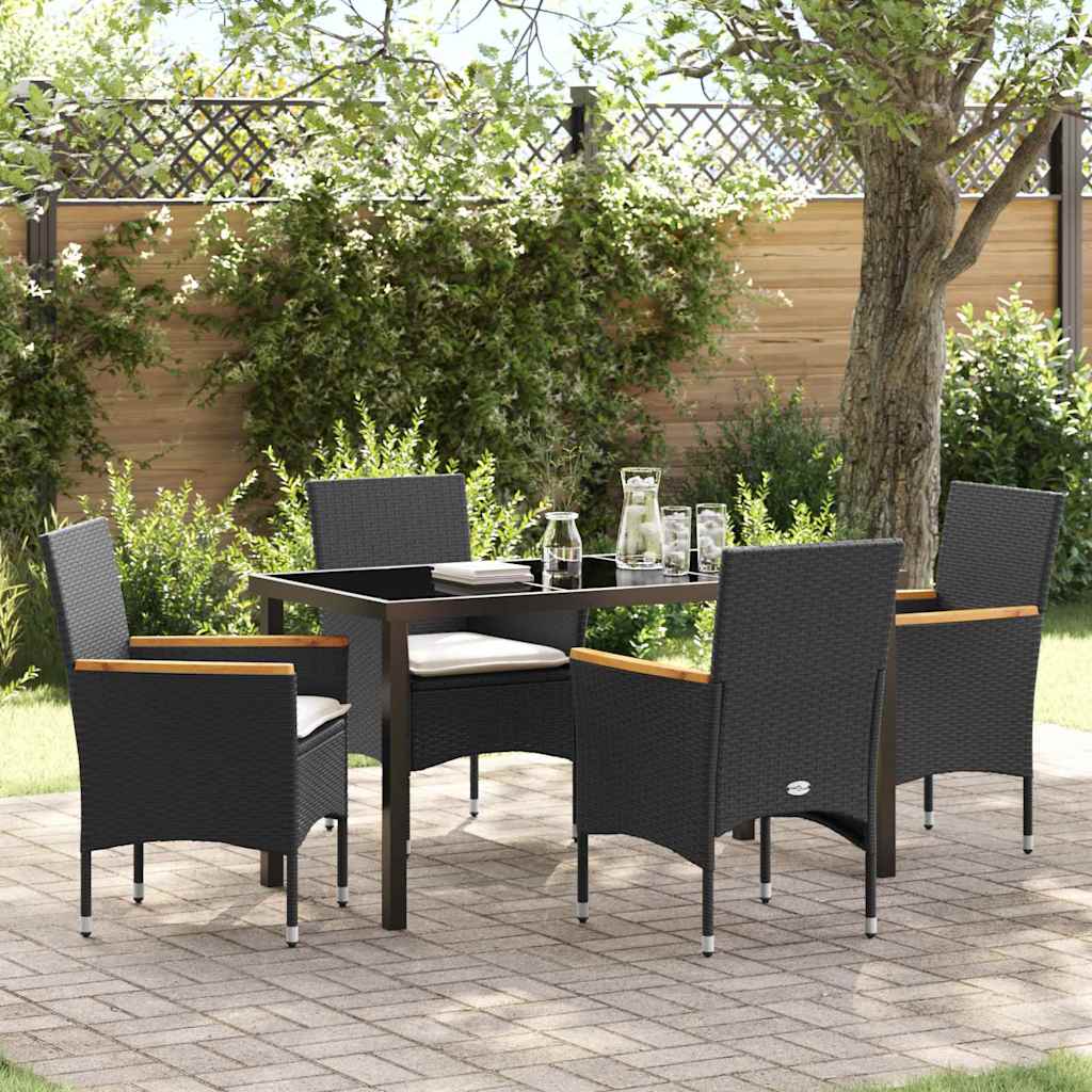 vidaXL Garden Dining Set with cushions 3 pcs Black poly rattan