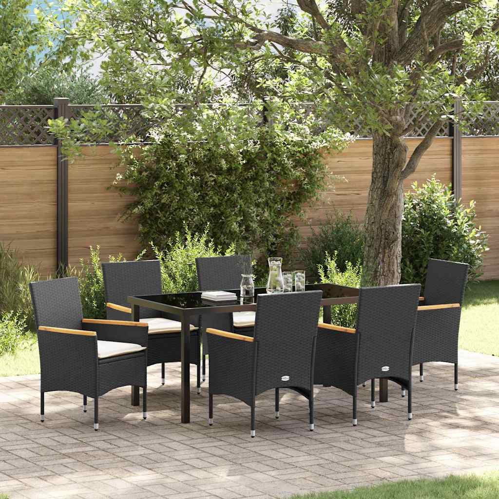 vidaXL Garden Dining Set with cushions 3 pcs Black poly rattan