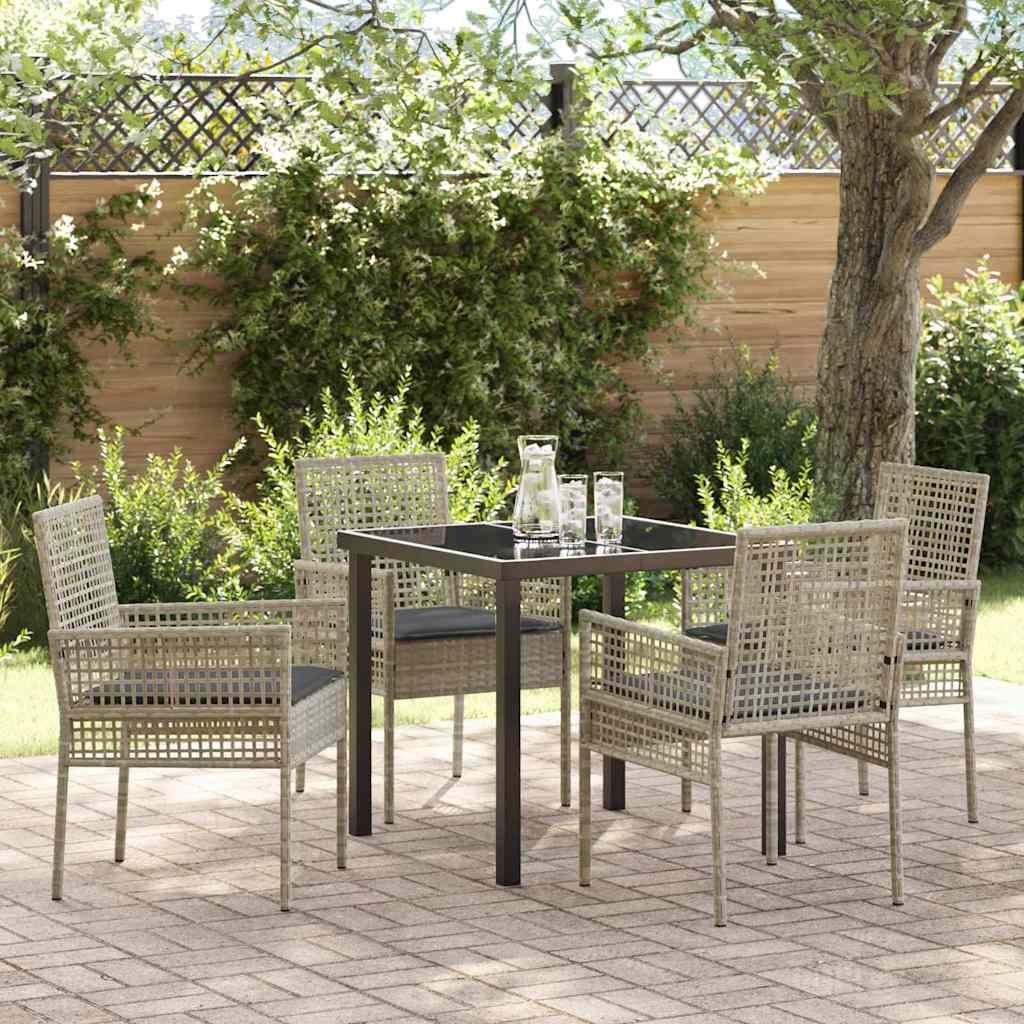 vidaXL Tuin Eettafel Set met kussen 3 pcs Zwart poly rattan