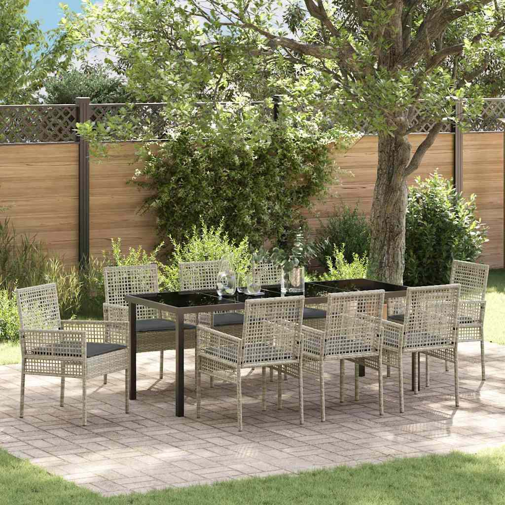 vidaXL Tuin Eettafel Set met kussen 3 pcs Zwart poly rattan