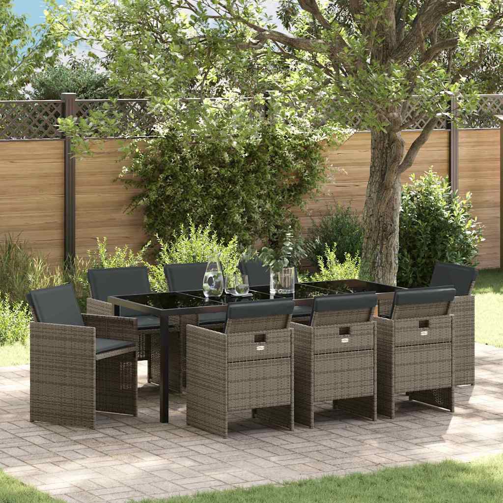vidaXL Tuin Eettafel Set met kussen 5 pcs Zwart poly rattan