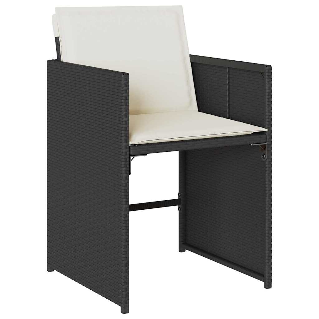 vidaXL Garden Dining Set with cushions 5 pcs Black poly rattan