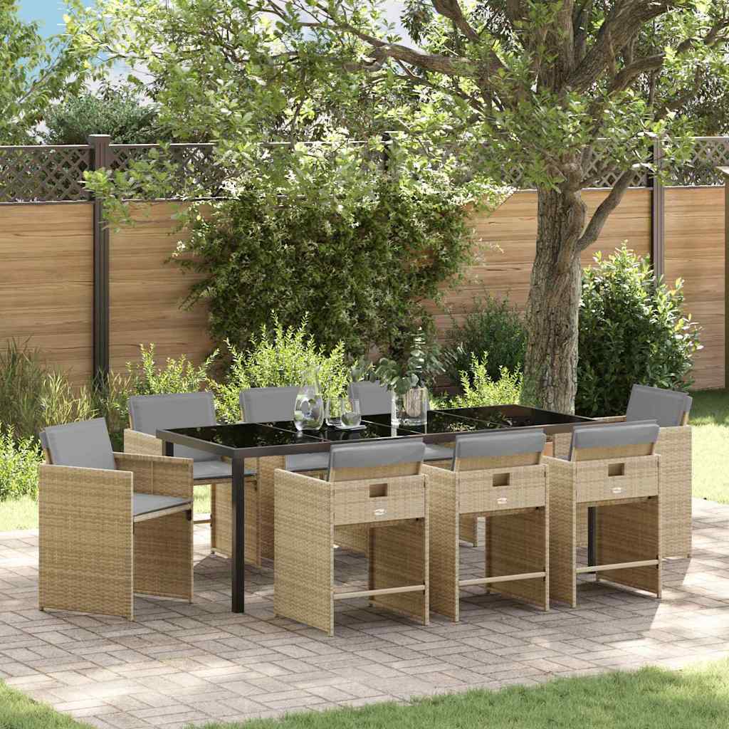 vidaXL Garden Dining Set with cushions 5 pcs Black poly rattan
