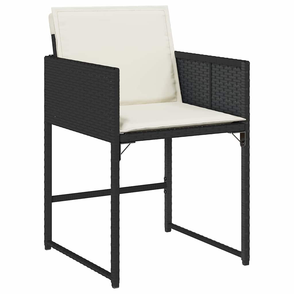vidaXL Tuin Eettafel Set met kussen 5 pcs Zwart poly rattan