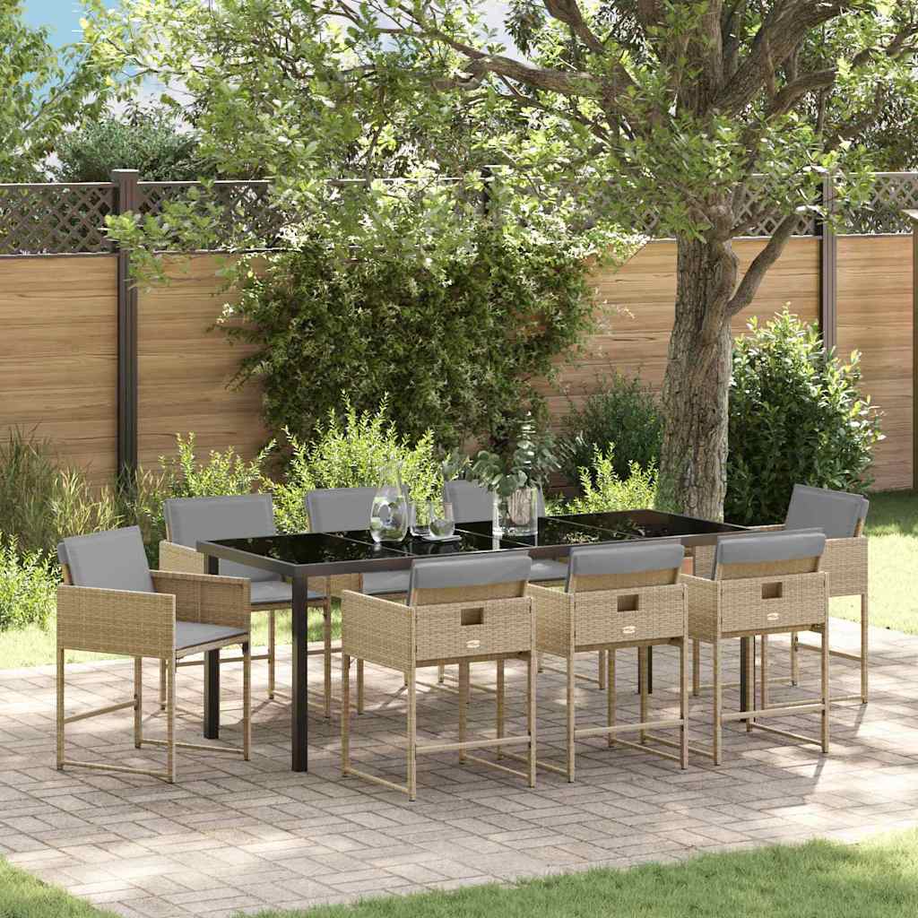 vidaXL Tuin Eettafel Set met kussen 5 pcs Zwart poly rattan