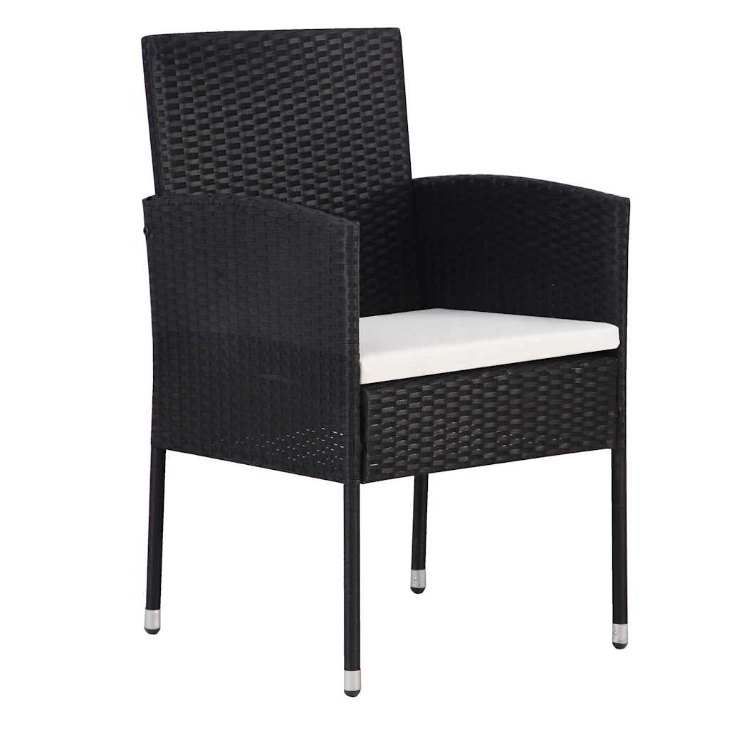 vidaXL Garden Dining Set with cushions 3 pcs Black poly rattan
