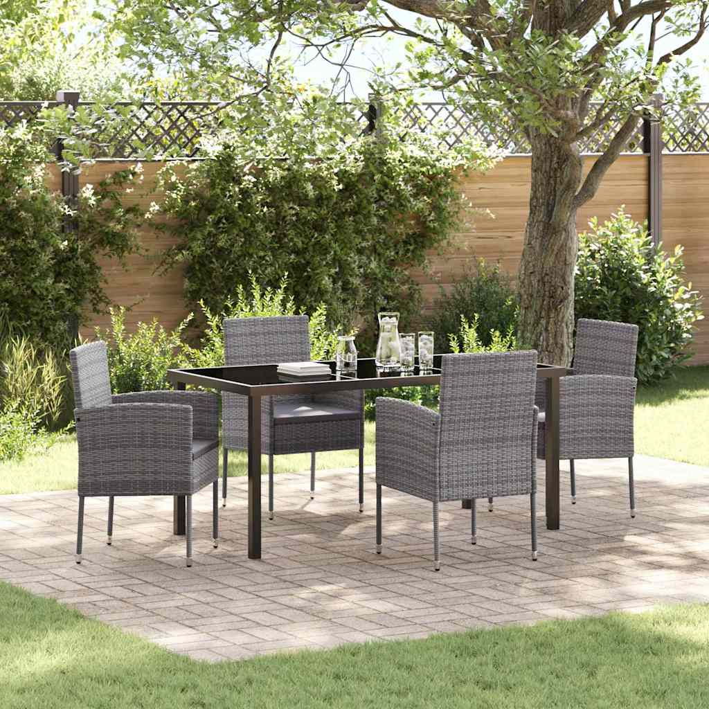 vidaXL Garden Dining Set with cushions 3 pcs Black poly rattan