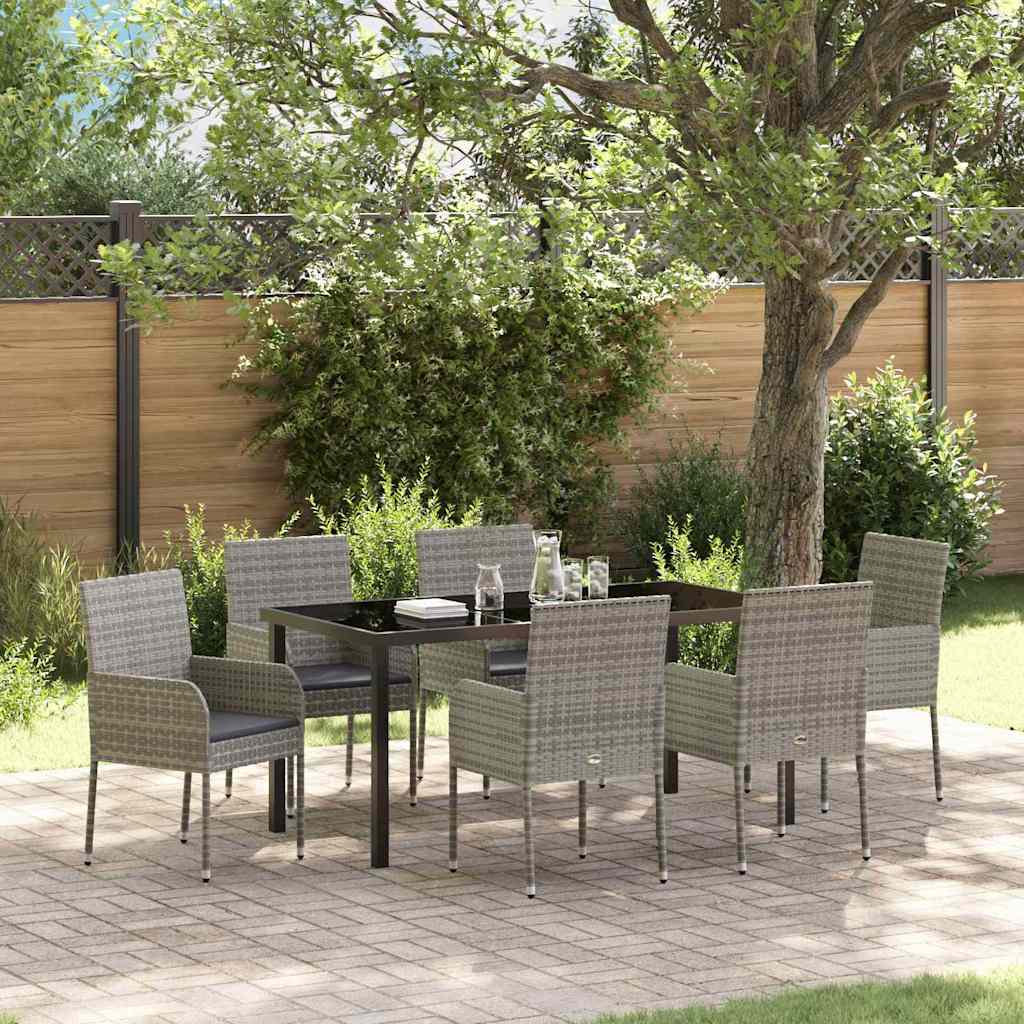 vidaXL Tuin Eettafel Set met kussen 3 pcs Zwart poly rattan