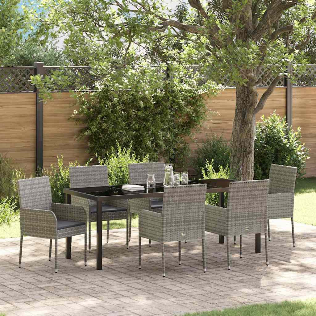 vidaXL Tuin Eettafel Set met kussen 3 pcs Zwart poly rattan