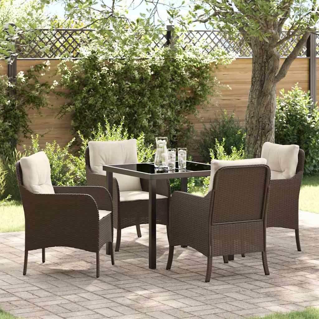 vidaXL Tuin Eettafel Set met kussen 3 pcs Zwart poly rattan