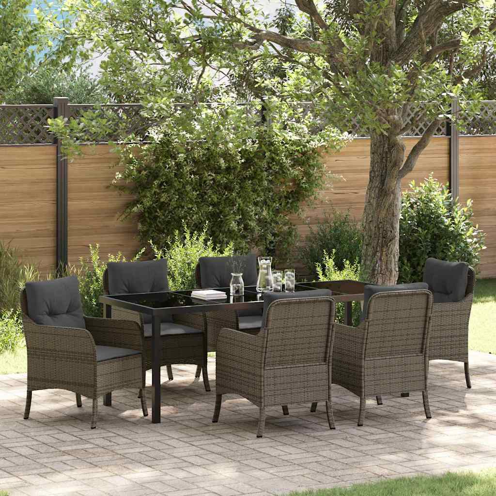 vidaXL Tuin Eettafel Set met kussen 3 pcs Zwart poly rattan