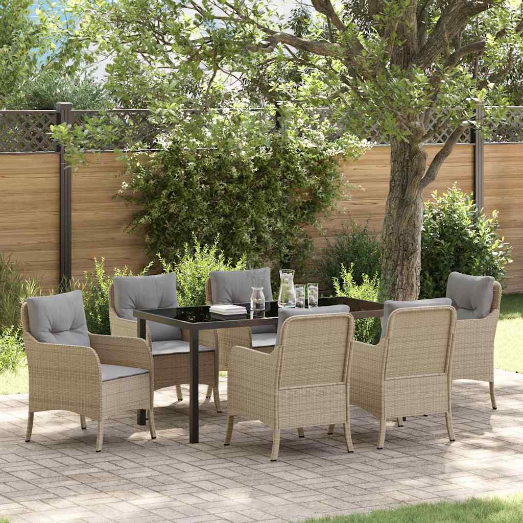 vidaXL Tuin Eettafel Set met kussen 3 pcs Zwart poly rattan