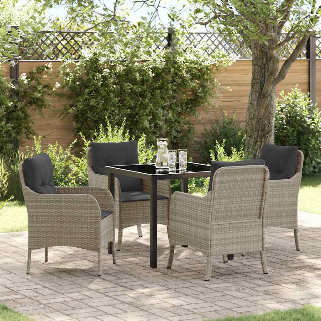 vidaXL Tuin Eettafel Set met kussen 3 pcs Zwart poly rattan