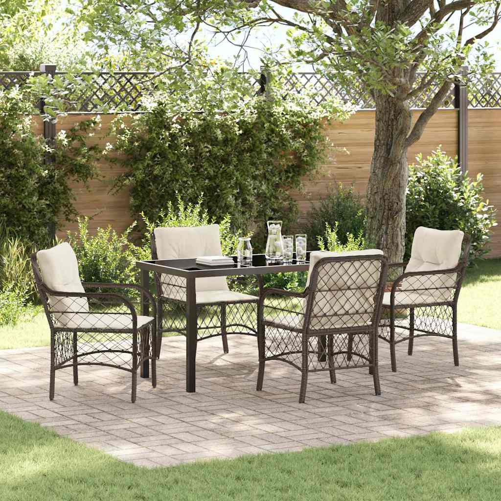 vidaXL Tuin Eettafel Set met kussen 3 pcs Zwart poly rattan