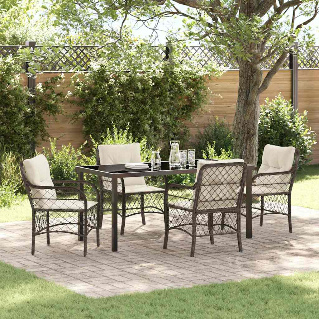 vidaXL Tuin Eettafel Set met kussen 3 pcs Zwart poly rattan