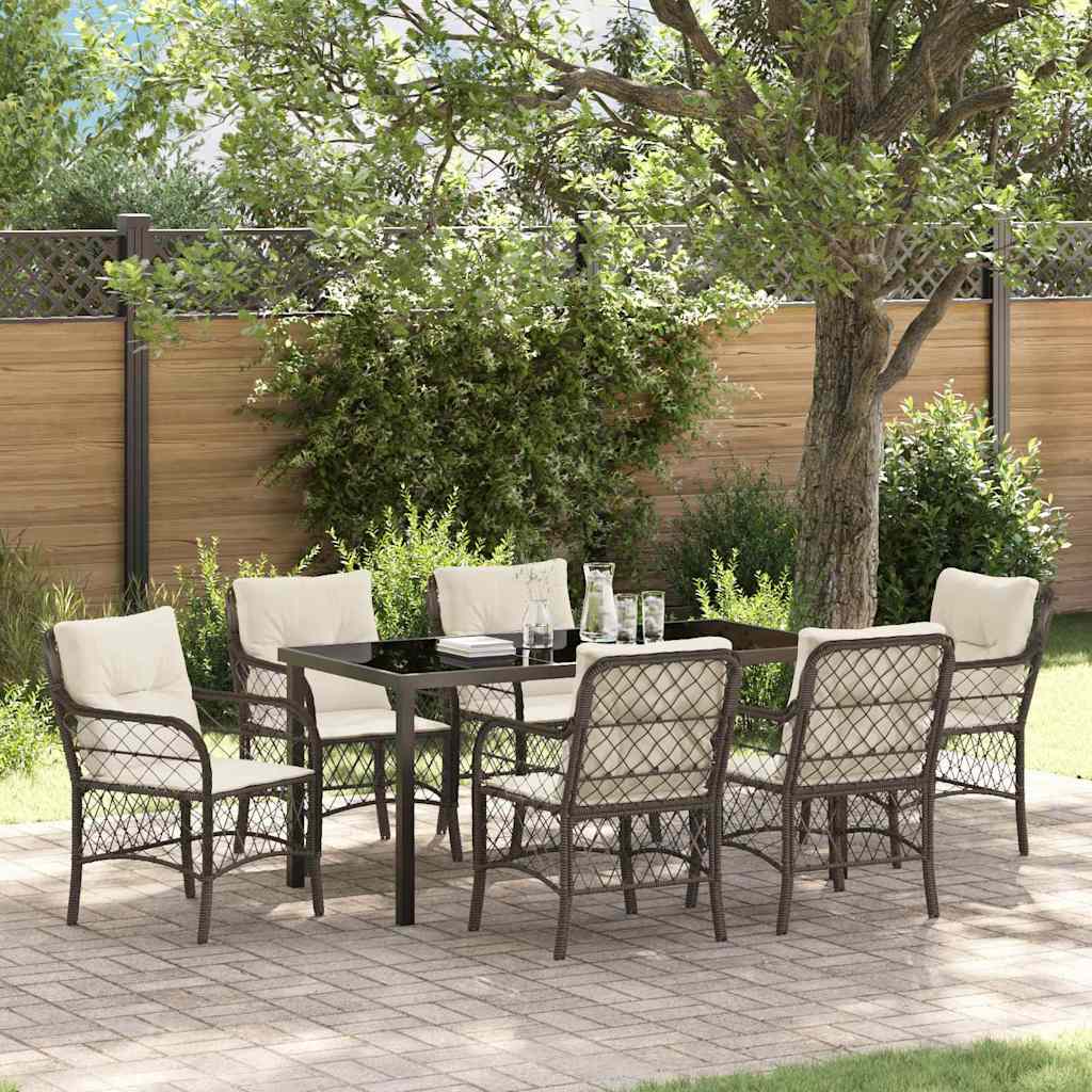 vidaXL Tuin Eettafel Set met kussen 3 pcs Zwart poly rattan