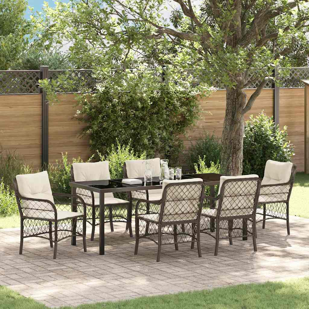 vidaXL Tuin Eettafel Set met kussen 3 pcs Zwart poly rattan