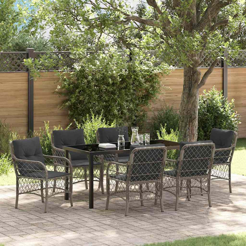vidaXL Tuin Eettafel Set met kussen 3 pcs Zwart poly rattan