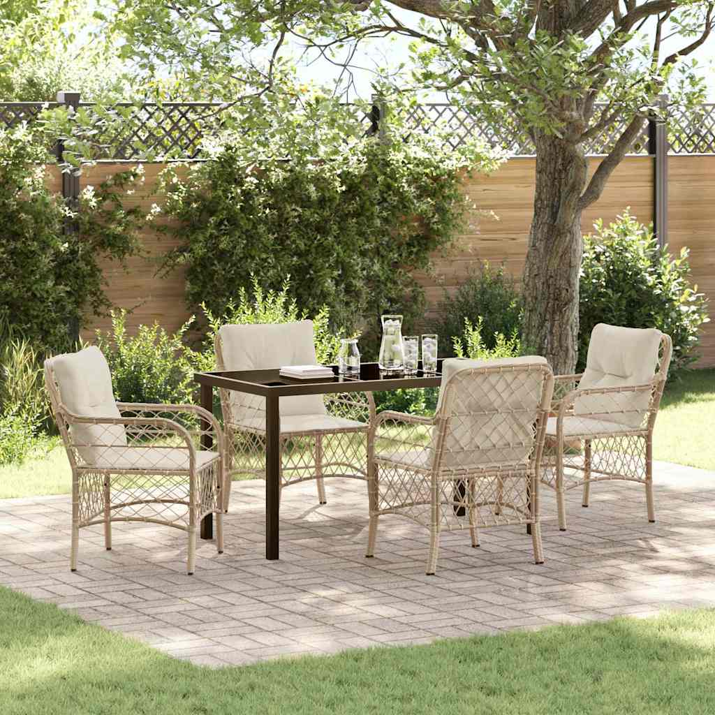 vidaXL Tuin Eettafel Set met kussen 3 pcs Zwart poly rattan
