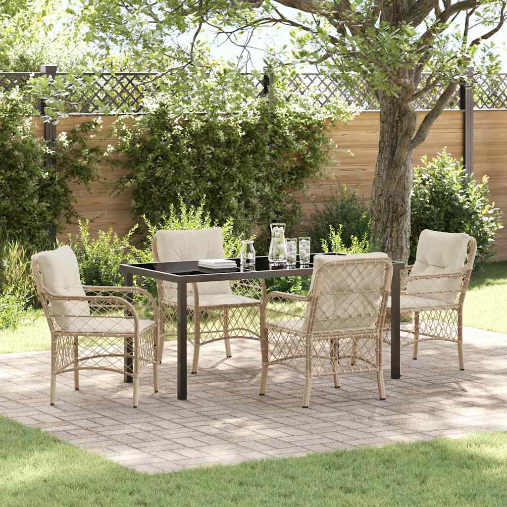 vidaXL Tuin Eettafel Set met kussen 3 pcs Zwart poly rattan