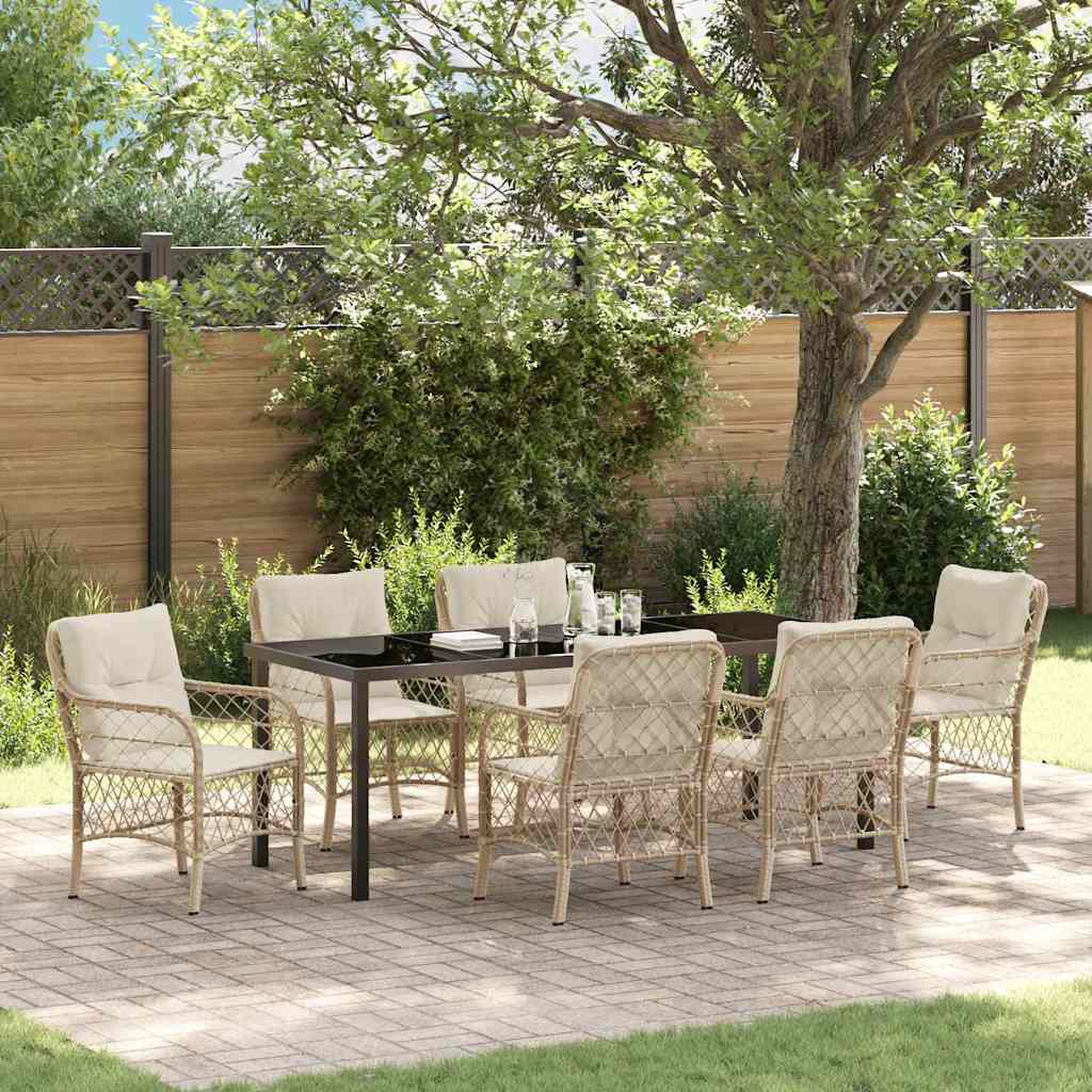 vidaXL Tuin Eettafel Set met kussen 3 pcs Zwart poly rattan