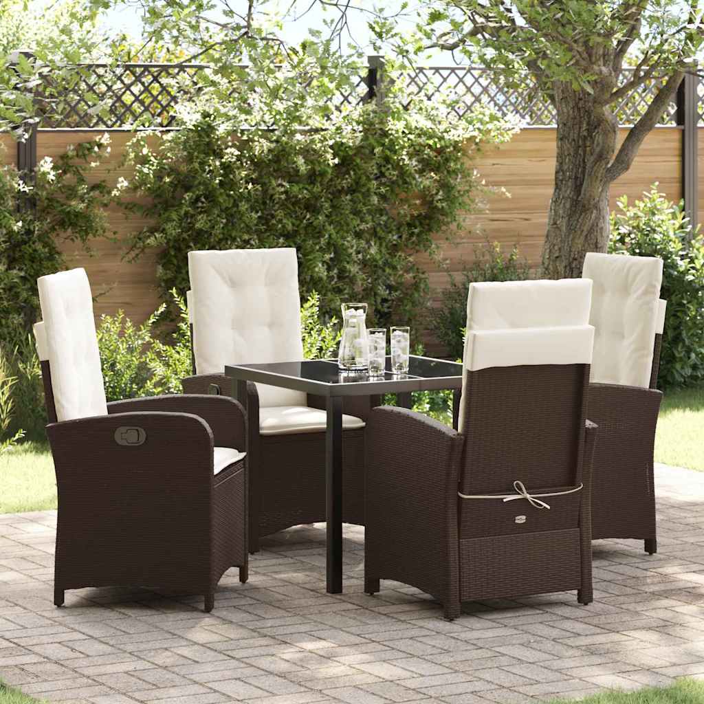 vidaXL Tuin Eettafel Set met kussen 3 pcs Zwart poly rattan