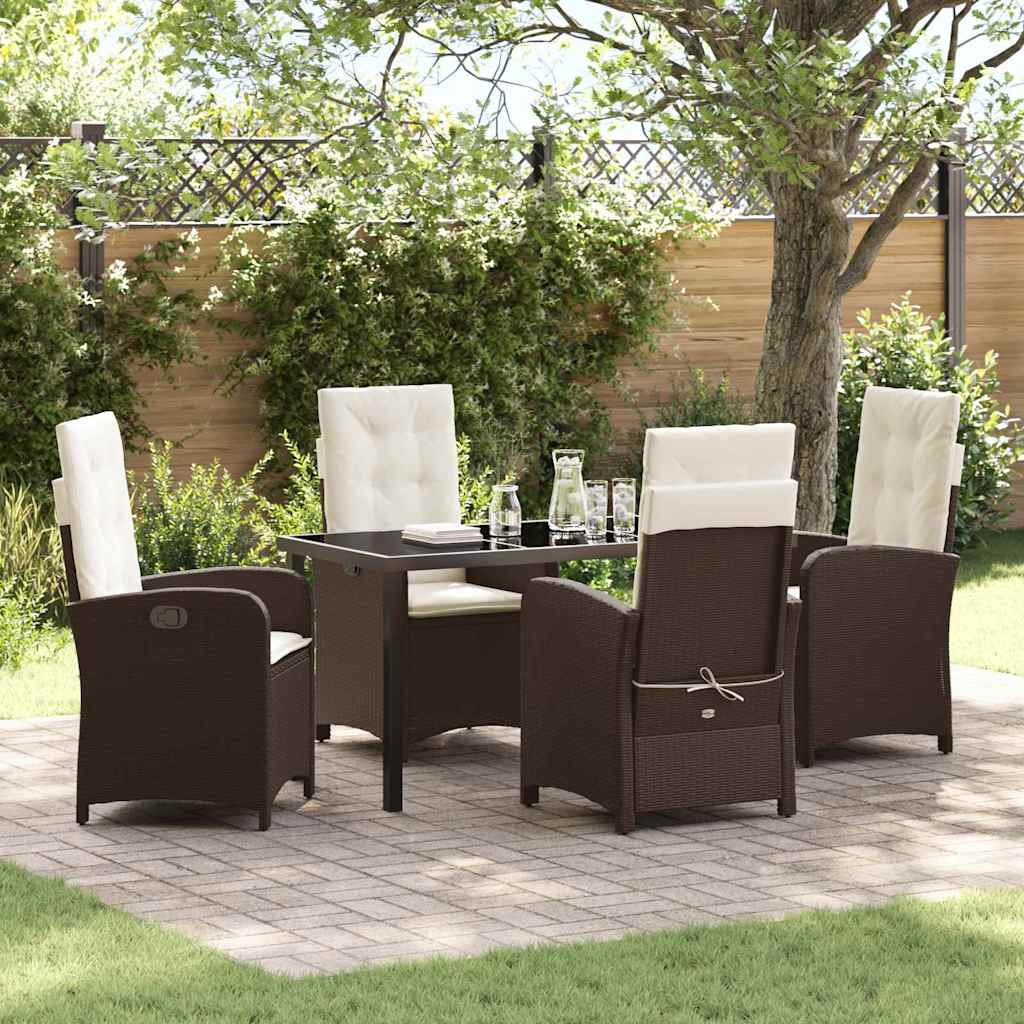vidaXL Tuin Eettafel Set met kussen 3 pcs Zwart poly rattan