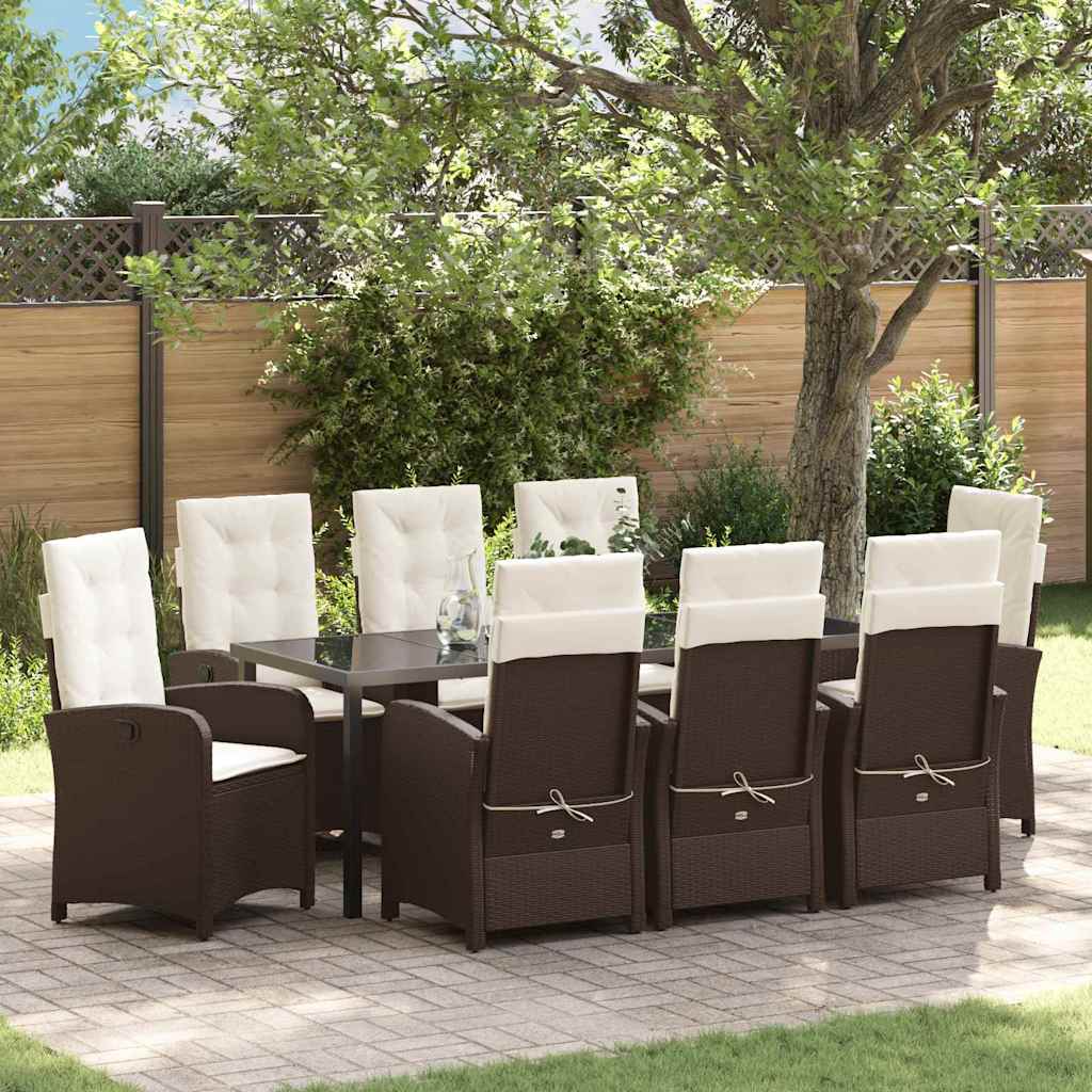 vidaXL Tuin Eettafel Set met kussen 3 pcs Zwart poly rattan