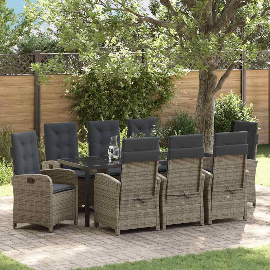 vidaXL Tuin Eettafel Set met kussen 3 pcs Zwart poly rattan