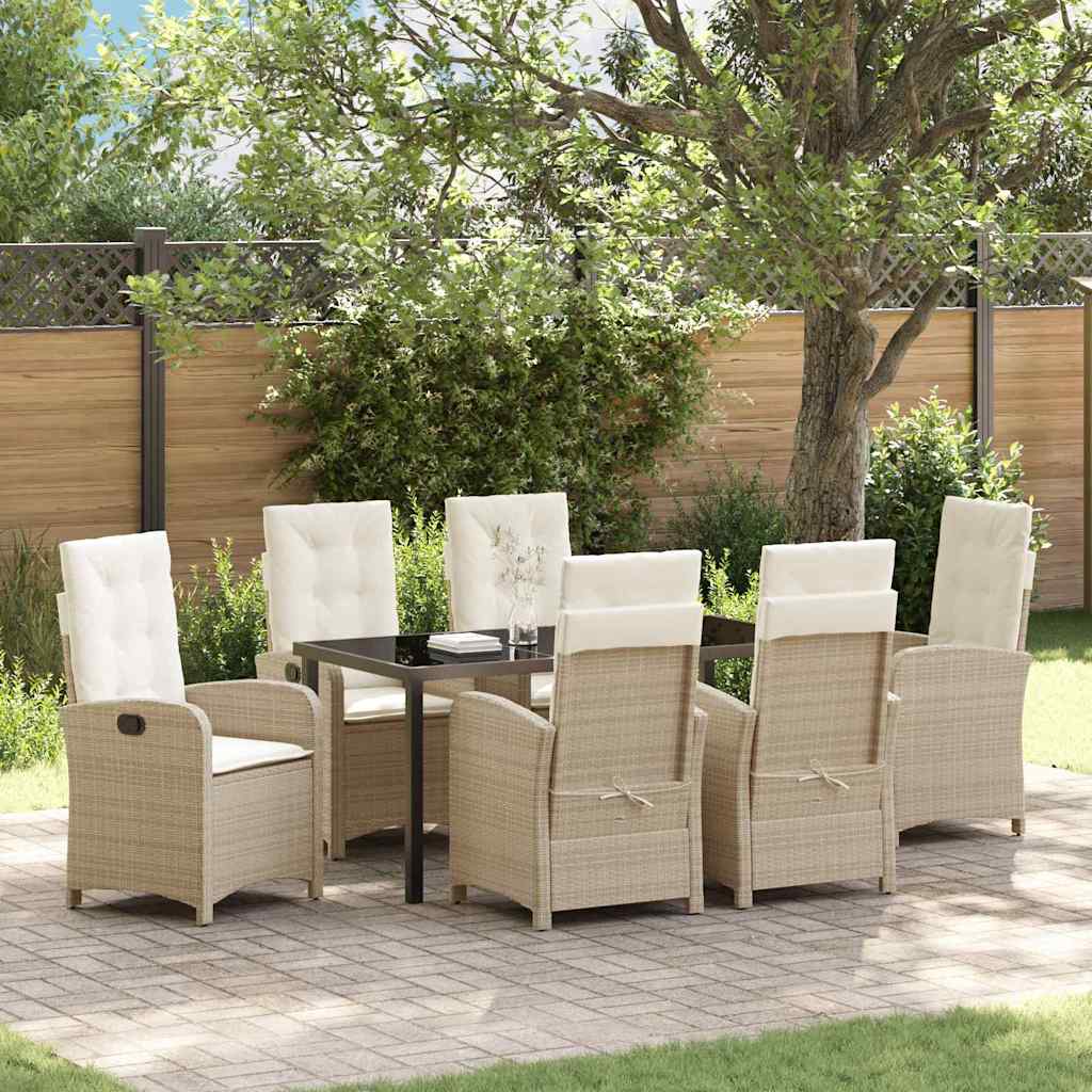 vidaXL Tuin Eettafel Set met kussen 3 pcs Zwart poly rattan