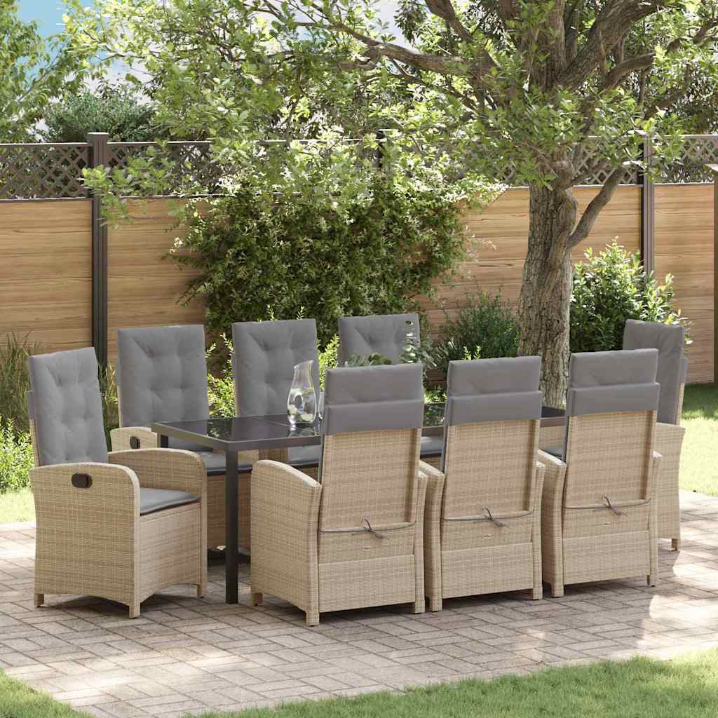 vidaXL Tuin Eettafel Set met kussen 3 pcs Zwart poly rattan