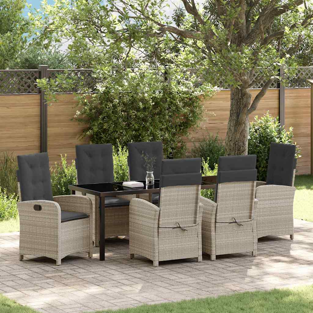 vidaXL Tuin Eettafel Set met kussen 3 pcs Zwart poly rattan