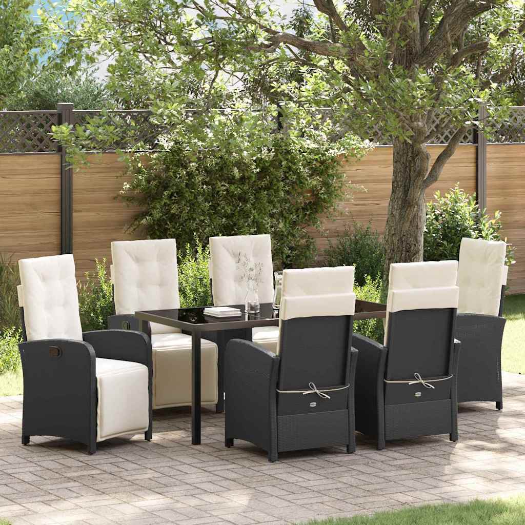 vidaXL Garden Dining Set with Cushions 3 pcs Black Poly Rattan