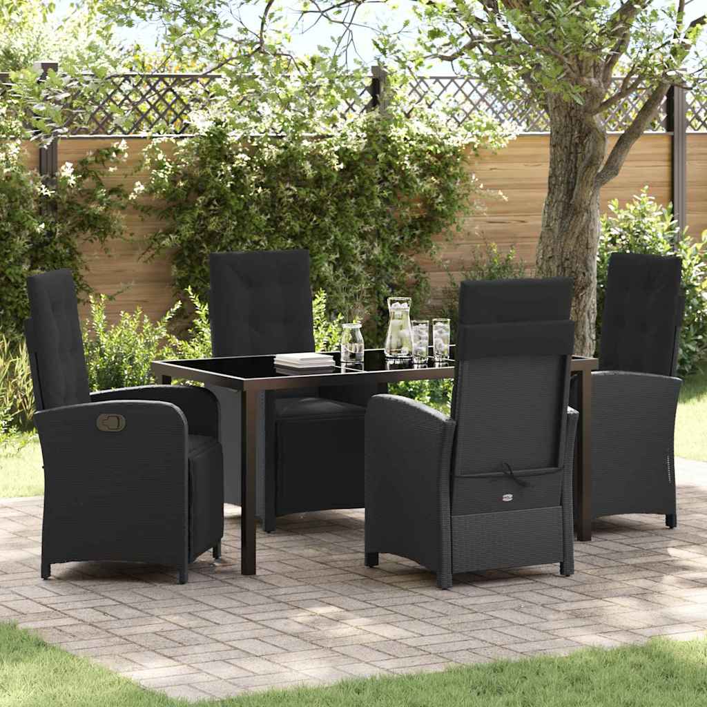 vidaXL Garden Dining Set with Cushions 3 pcs Black Poly Rattan