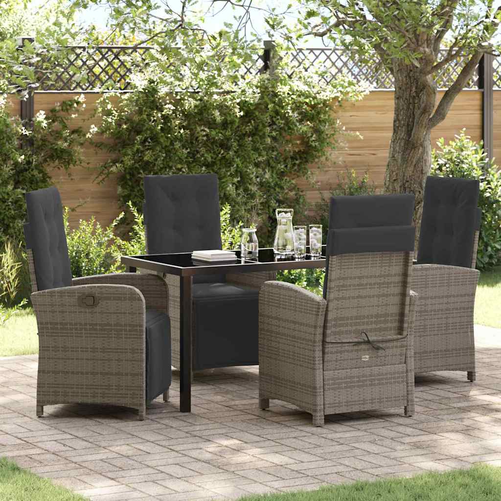 vidaXL Garden Dining Set with Cushions 3 pcs Black Poly Rattan